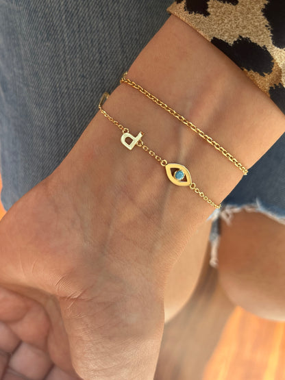 Gold Initial & Charm Bracelet