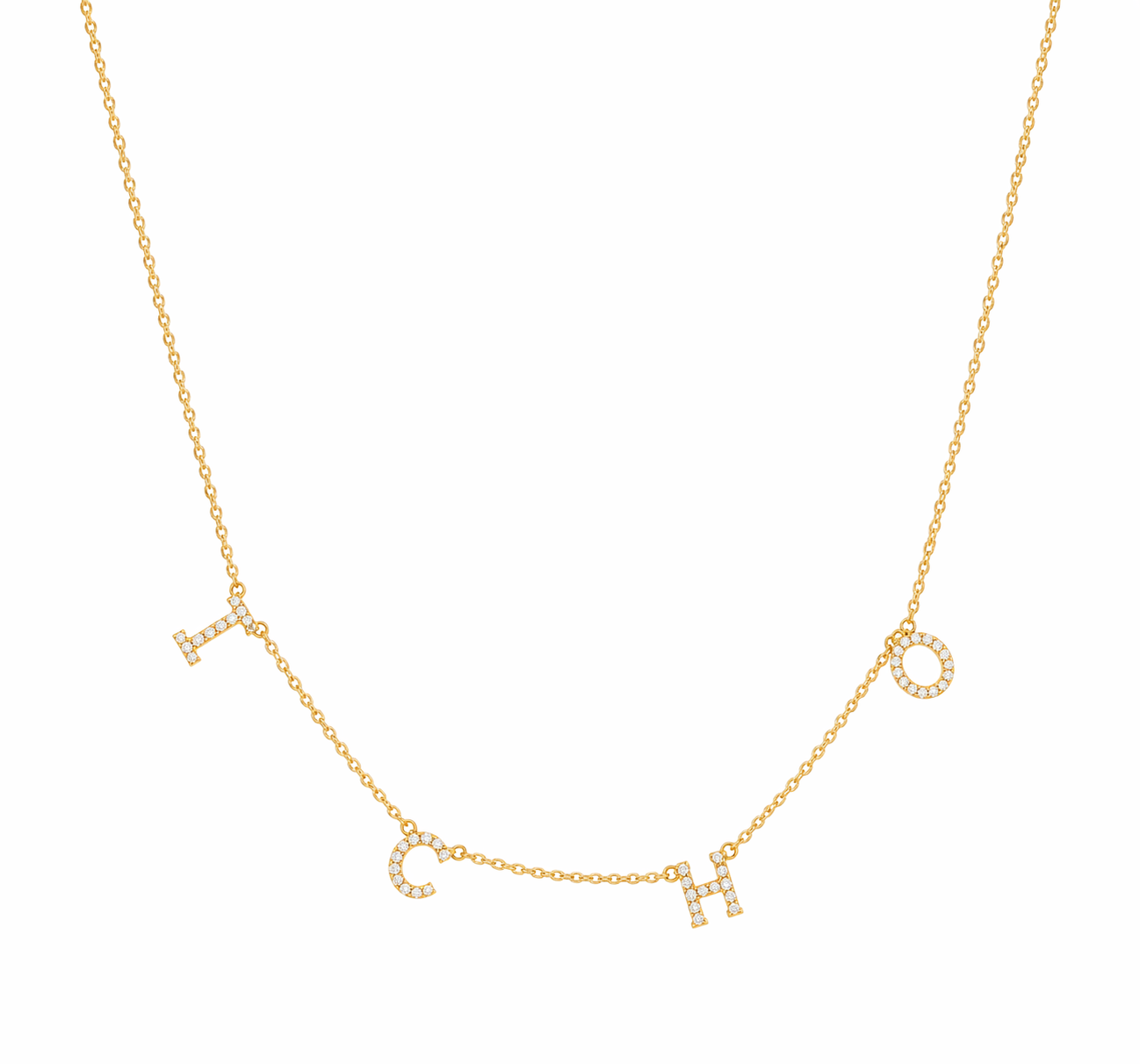 Spaced Diamond Initial Necklace