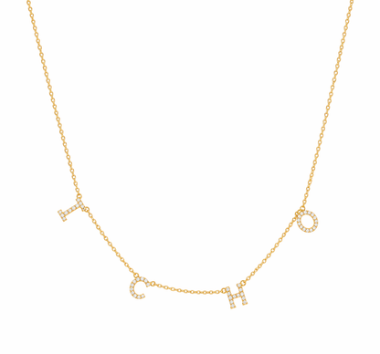 Spaced Diamond Initial Necklace