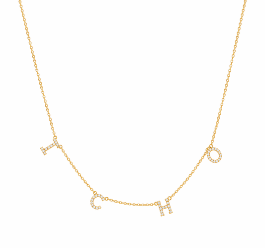 Spaced Diamond Initial Necklace