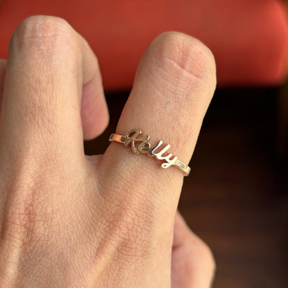 Solid Gold Name Ring
