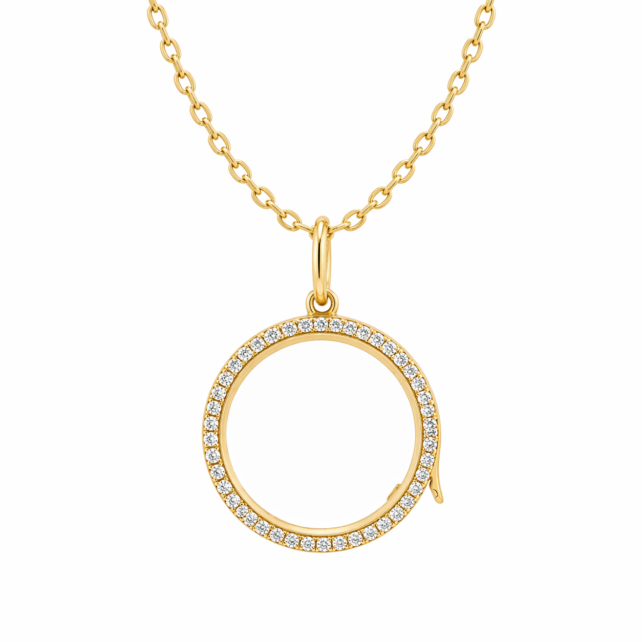 Glass locket with lab grown diamond border 