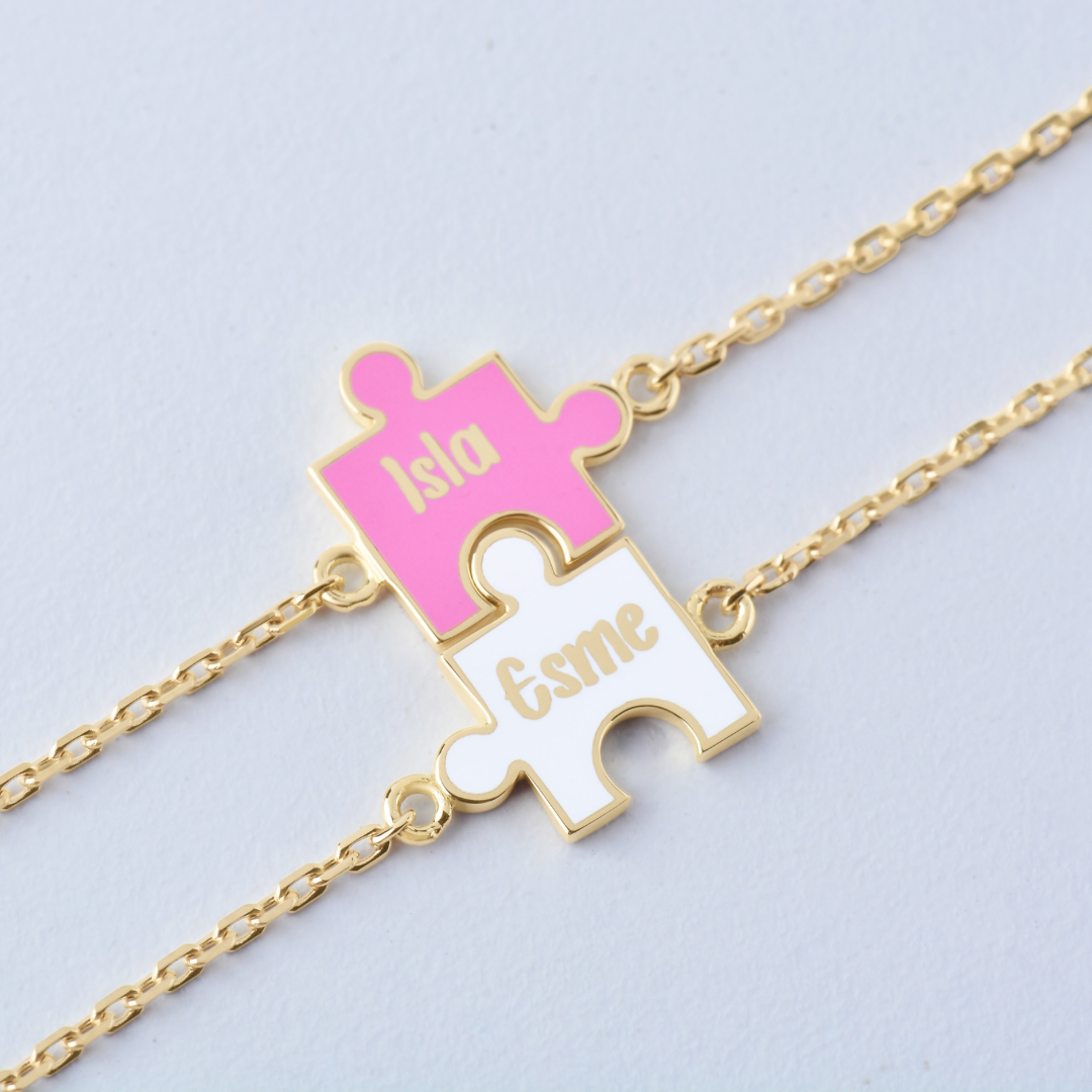 Enamel Puzzle Piece Bracelet