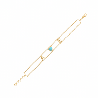 Custom Initial & Enamel Heart Double Chain Bracelet