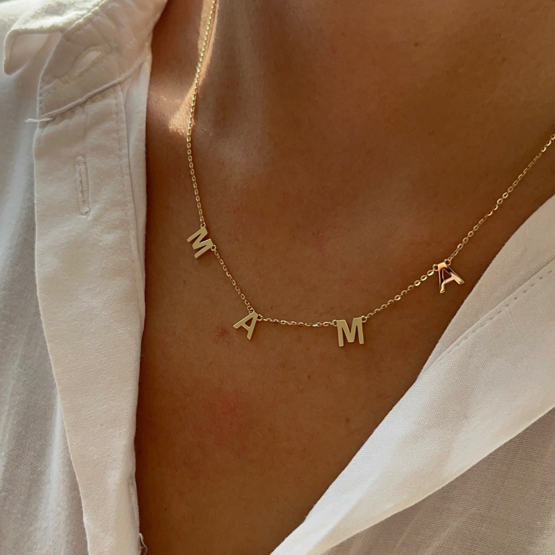 Gold Spaced Initial Necklace