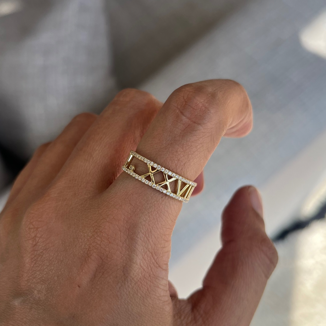 Diamond Roman Numeral Ring