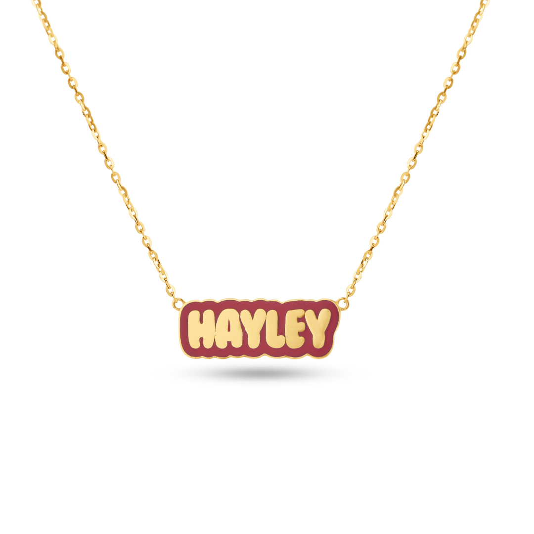 Bubble Enamel Outline Name Necklace