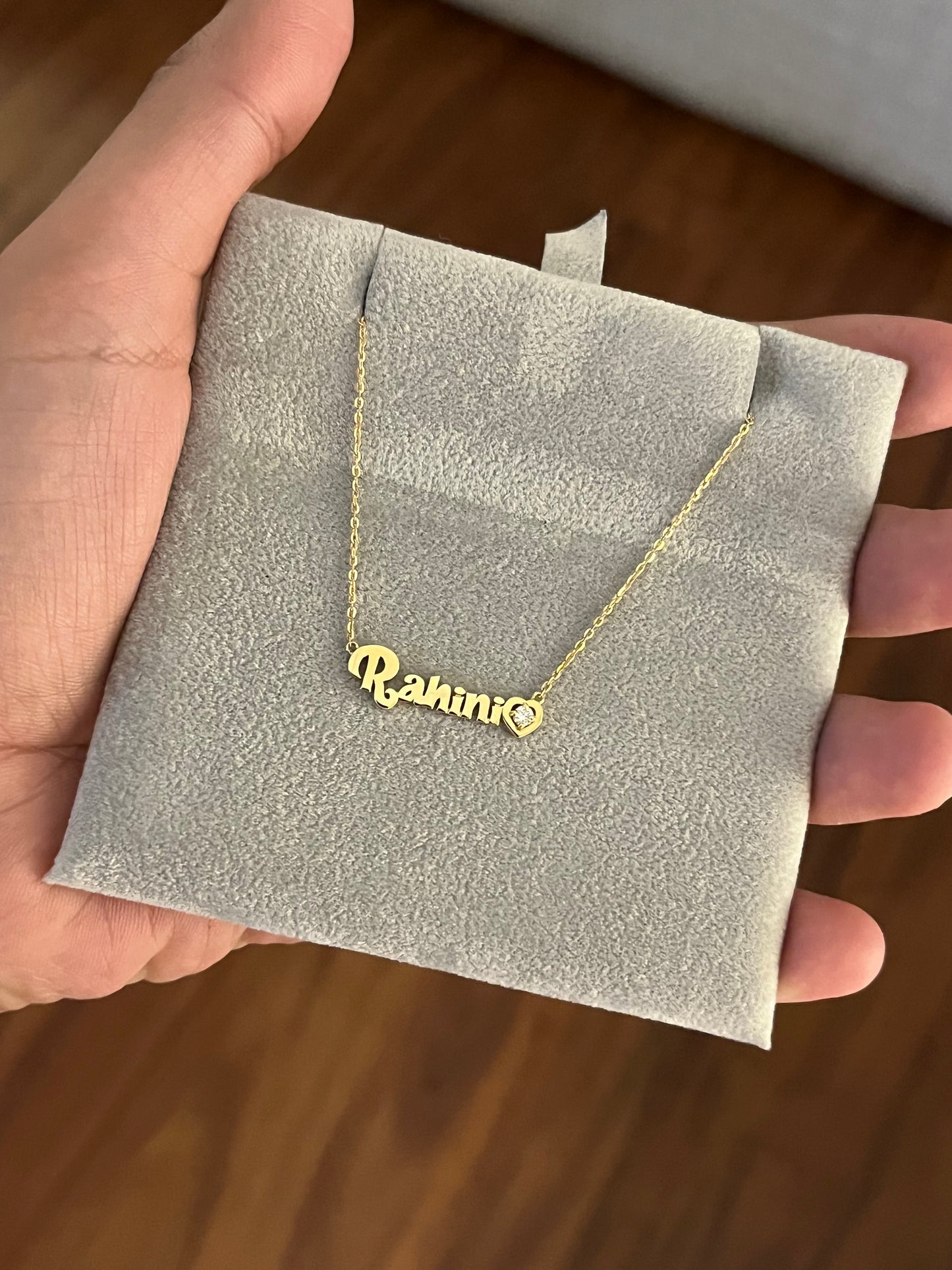 Name Necklace With Diamond Heart