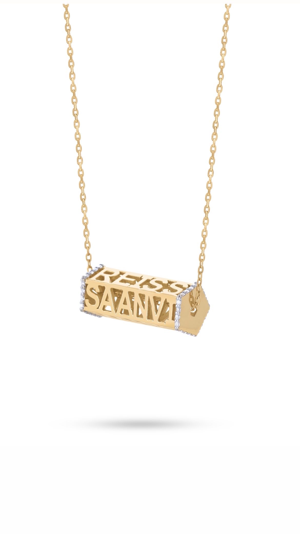 Five Sided Name Necklace With Diamonds
