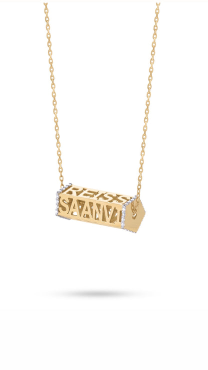 Five Sided Name Necklace With Diamonds