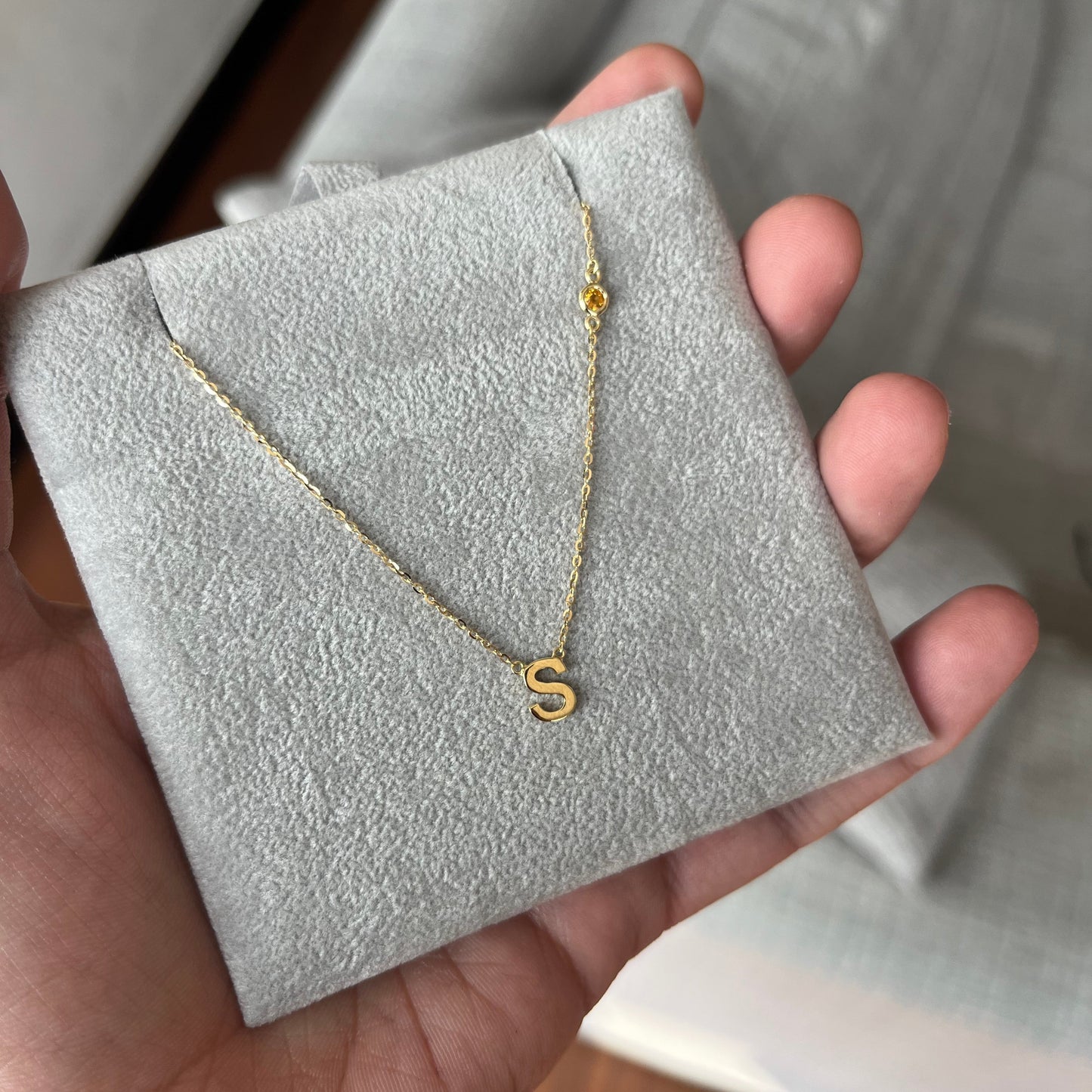 Initial & Birthstone Necklace