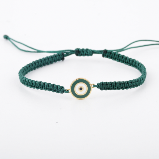 Enamel Evil Eye Cord Bracelet