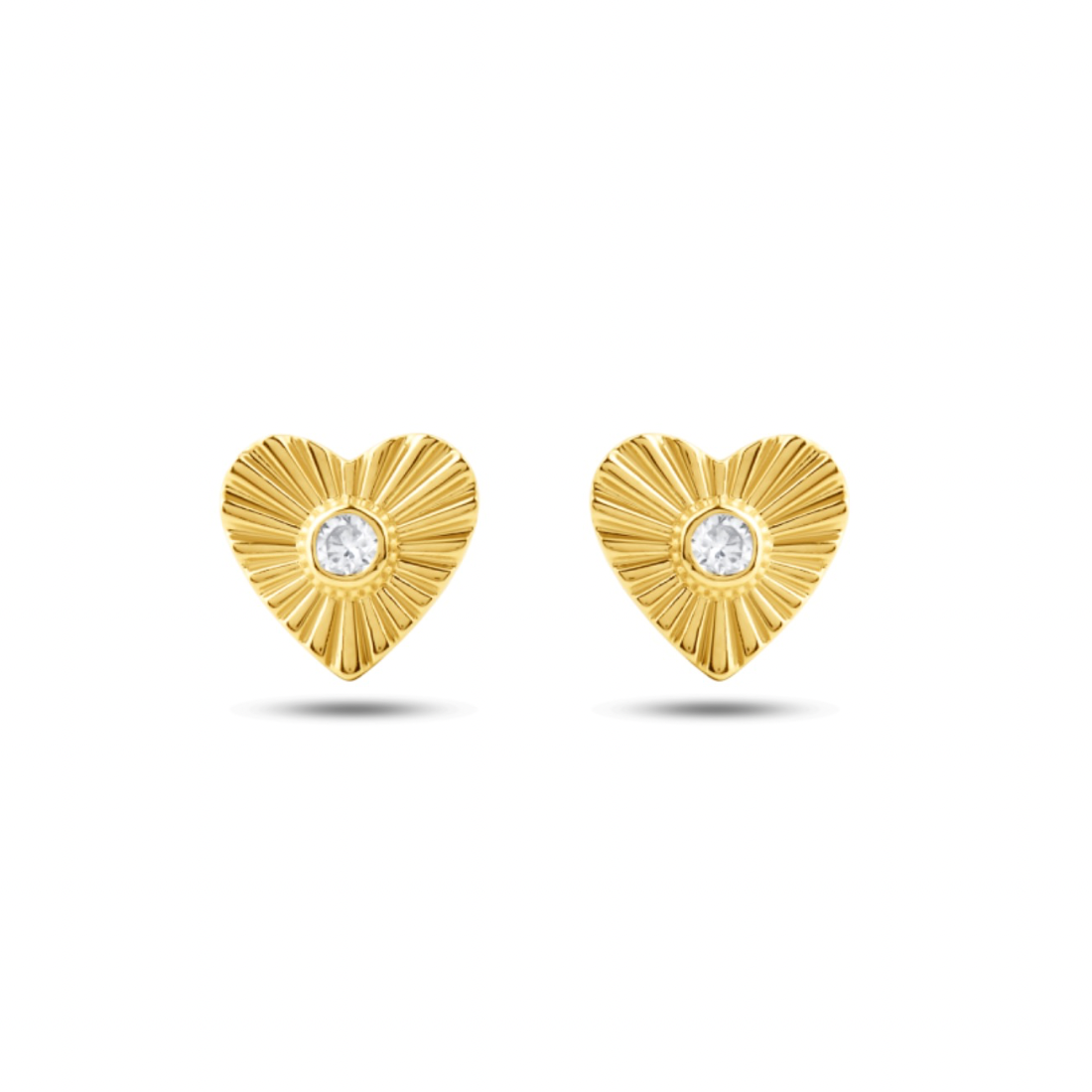 Fluted Diamond Heart Studs