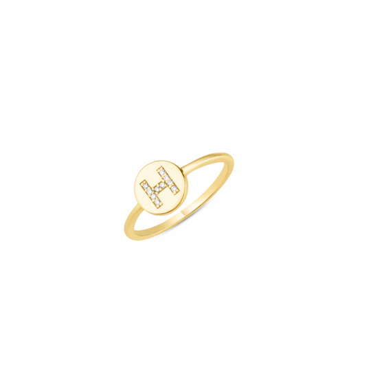 Diamond Initial Coin Ring