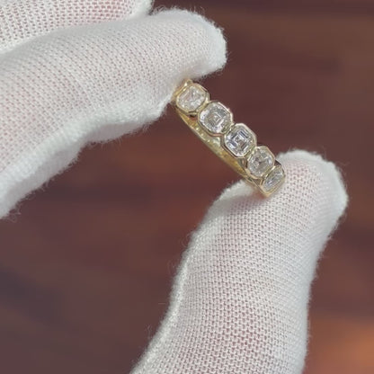 Bezel Set Asscher Cut Diamond Half Eternity Ring