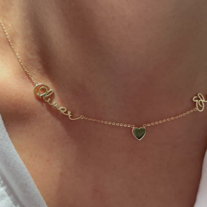 Two Name Necklace with Heart