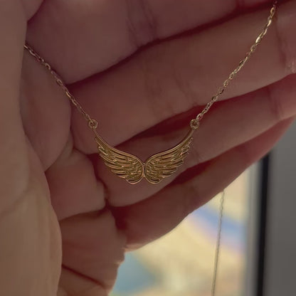 Angel Wings Solid Gold Necklace