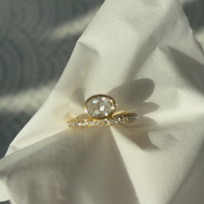 Bezel Set Oval Domed Pave Ring