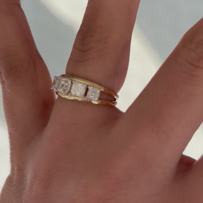 Graduated Asscher Cut Split Shank Ring