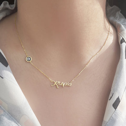 Name & Evil Eye Necklace