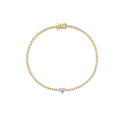 Petite Diamond Tennis Bracelet With Centre Solitaire