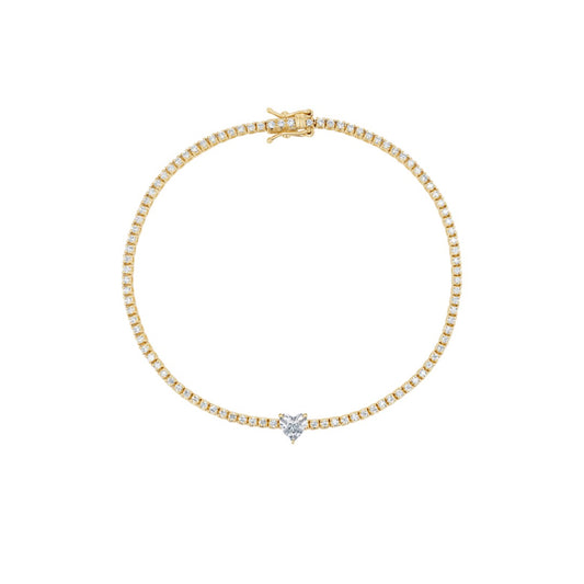 Petite Diamond Tennis Bracelet With Centre Solitaire