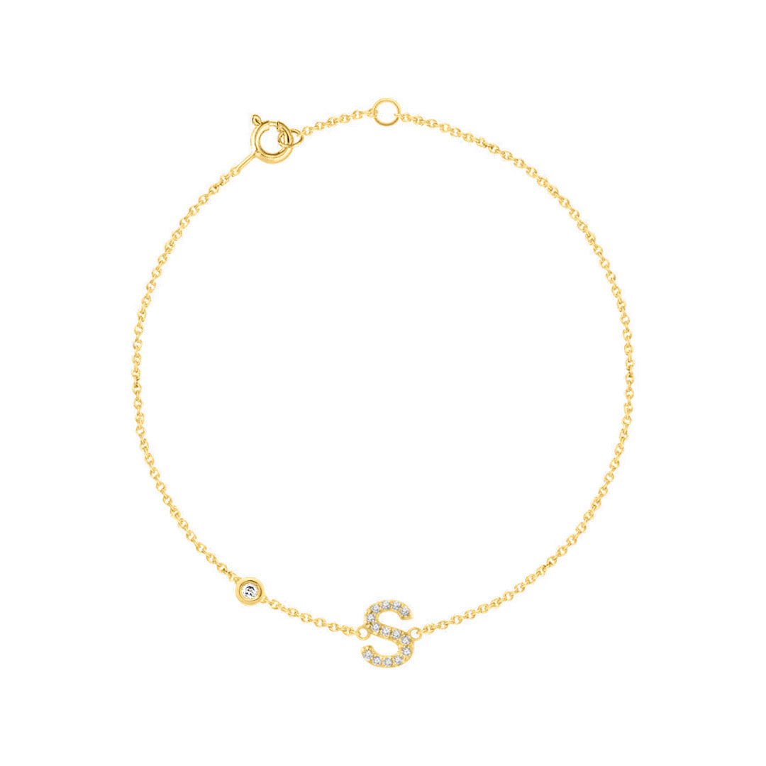 Diamond Initial & Birthstone Bracelet