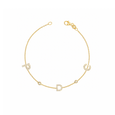 Three Diamond Initial And Diamond Bezel Bracelet