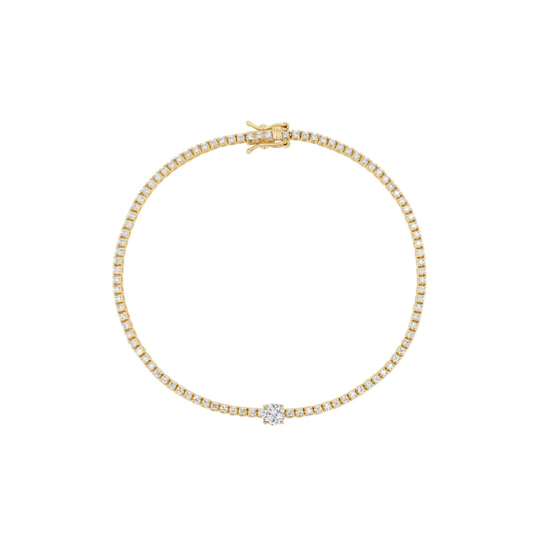 Petite Diamond Tennis Bracelet With Centre Solitaire