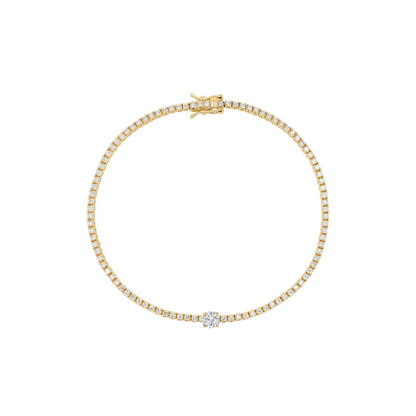 Petite Diamond Tennis Bracelet With Centre Solitaire