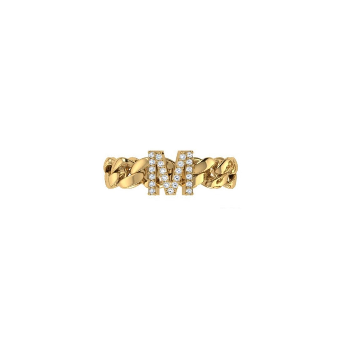 Cuban Link Diamond Initial Ring