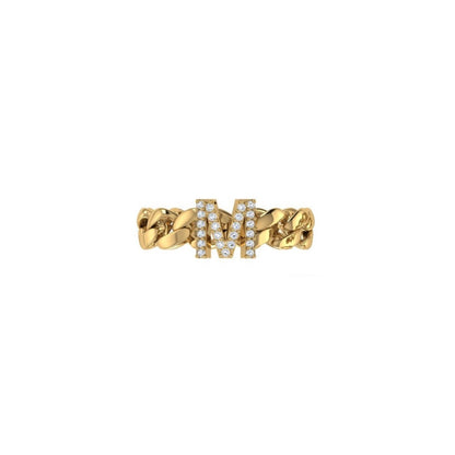 Cuban Link Diamond Initial Ring