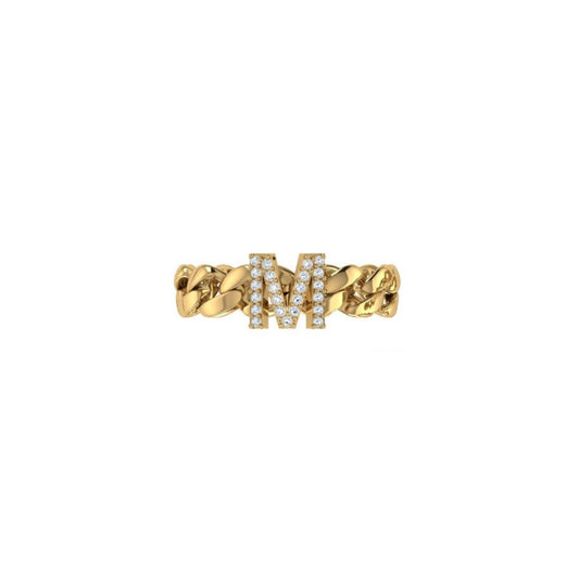 Cuban Link Diamond Initial Ring