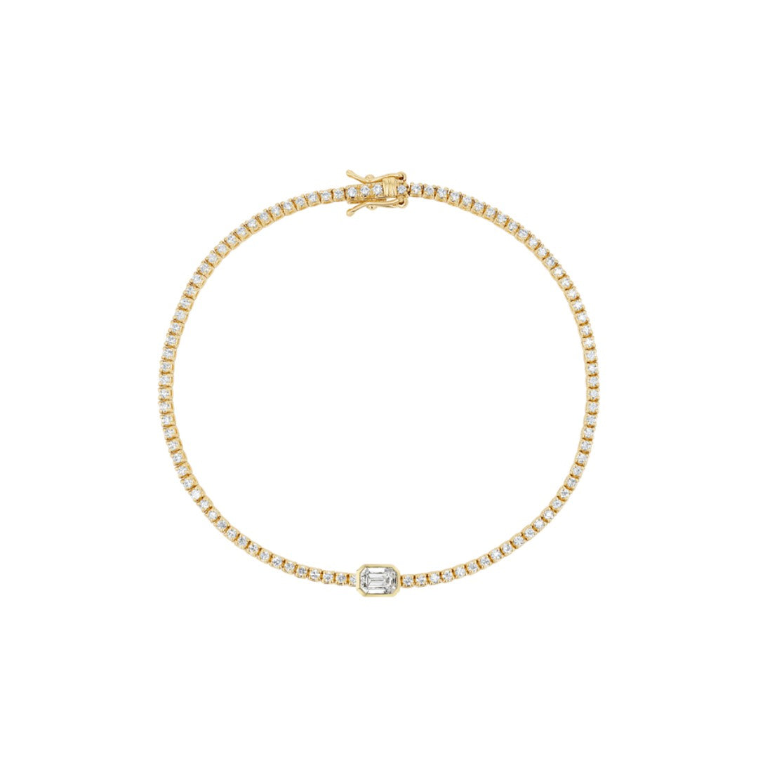 Petite Diamond Tennis Bracelet With Centre Solitaire