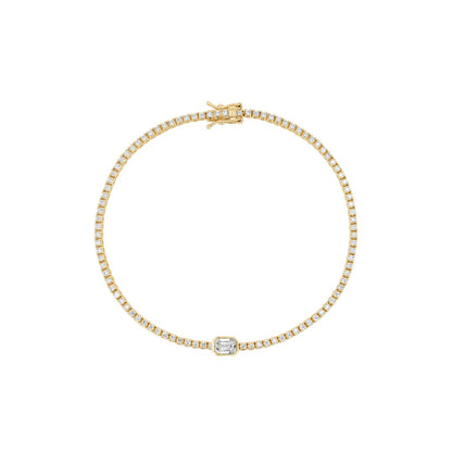 Petite Diamond Tennis Bracelet With Centre Solitaire