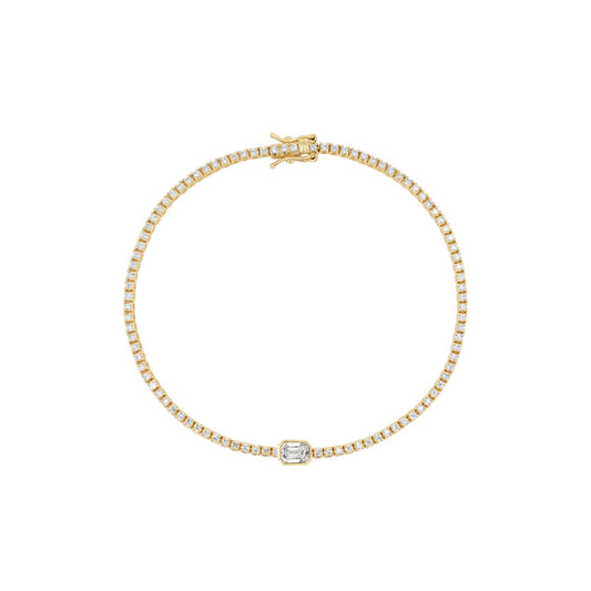 Petite Diamond Tennis Bracelet With Centre Solitaire