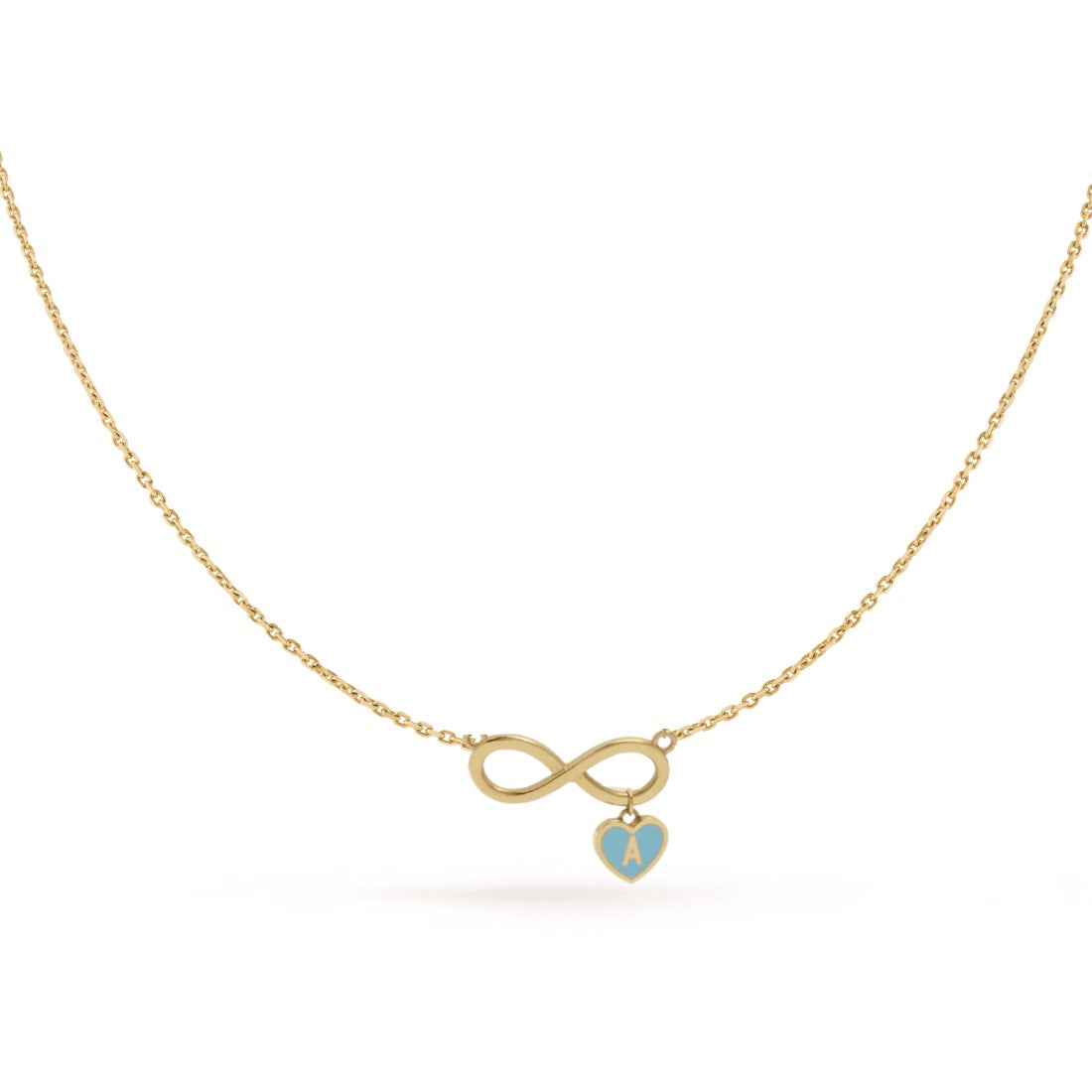 Infinity Necklace & Enamel Heart Drop