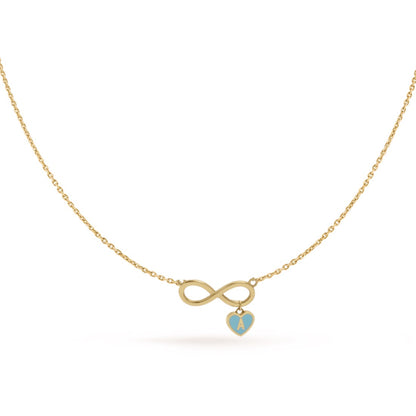 Infinity Necklace & Enamel Heart Drop