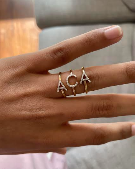 Sideways Diamond Initial Ring