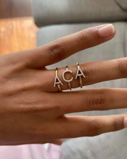 Sideways Diamond Initial Ring