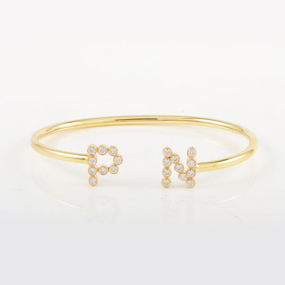 Bezeled Diamond Initials Bangle
