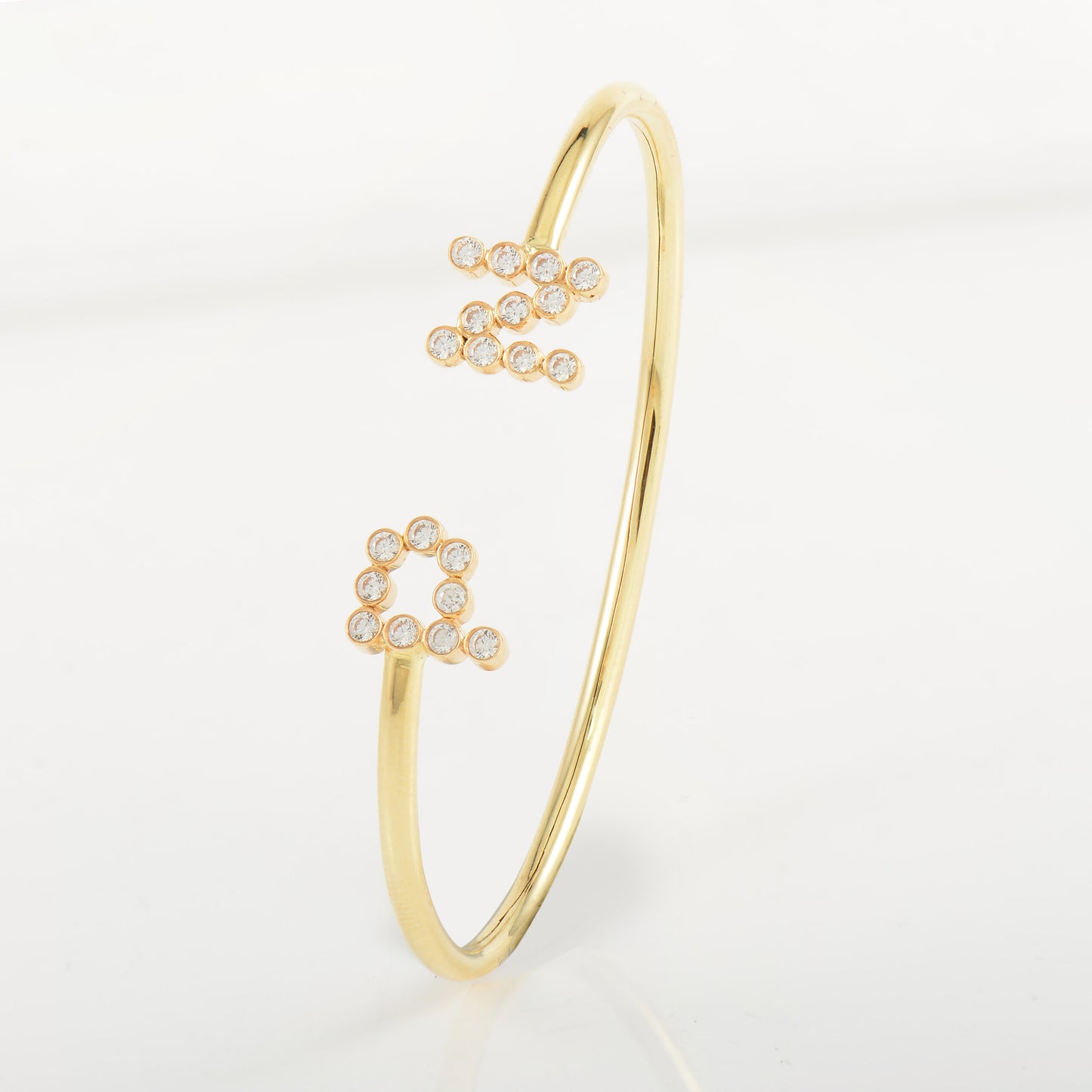 Bezeled Diamond Initials Bangle