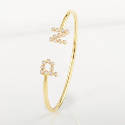 Bezeled Diamond Initials Bangle