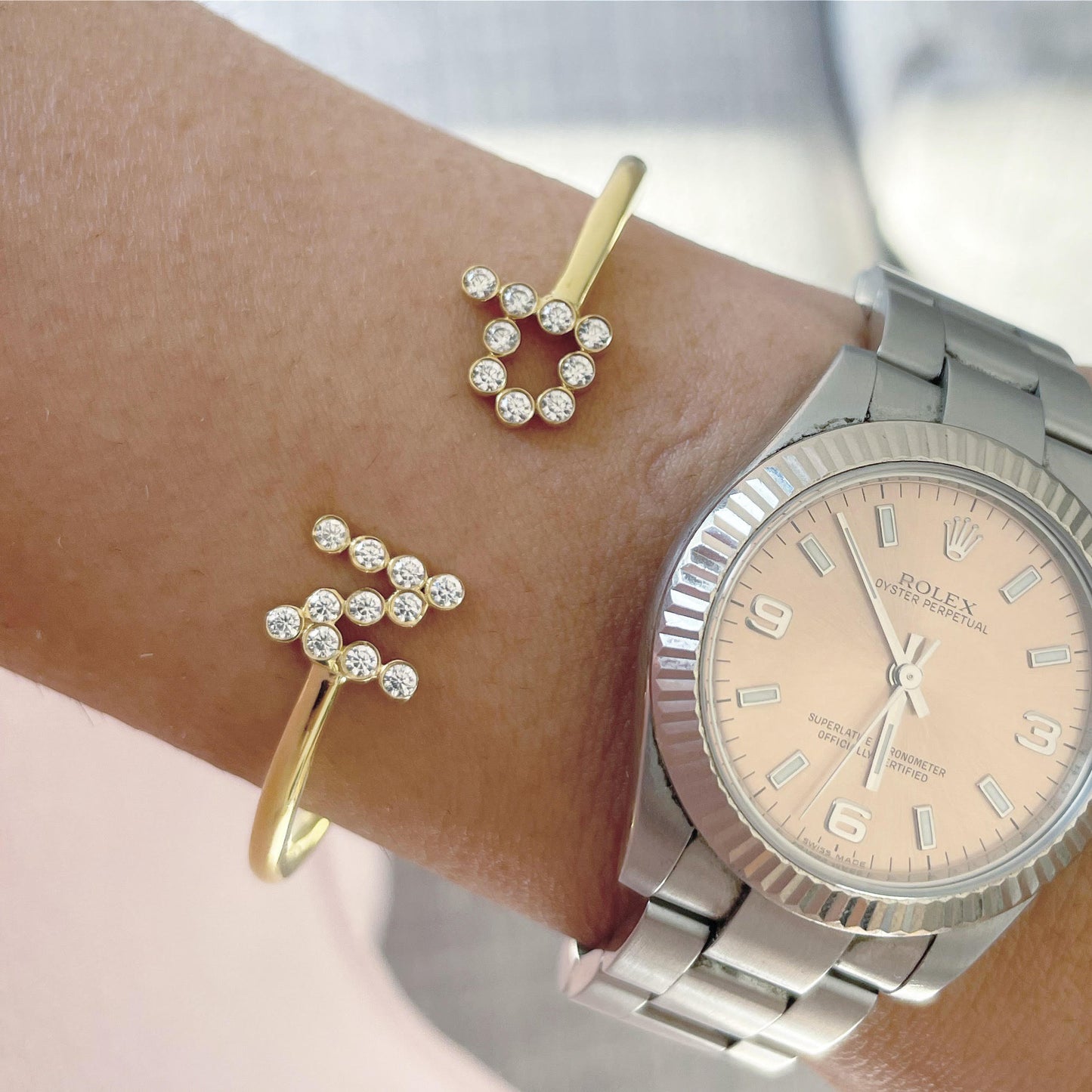 Bezeled Diamond Initials Bangle