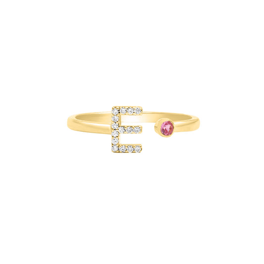 Diamond Initial & Birthstone Ring