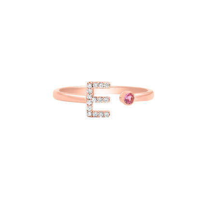 Diamond Initial & Birthstone Ring