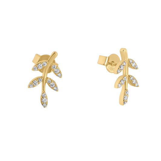 Diamond Leaf Earrings