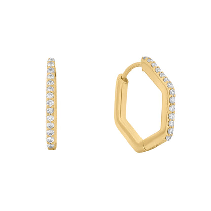 Hexagonal Diamond Huggies