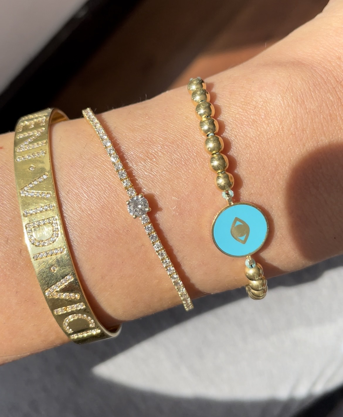 Petite Diamond Tennis Bracelet With Centre Solitaire