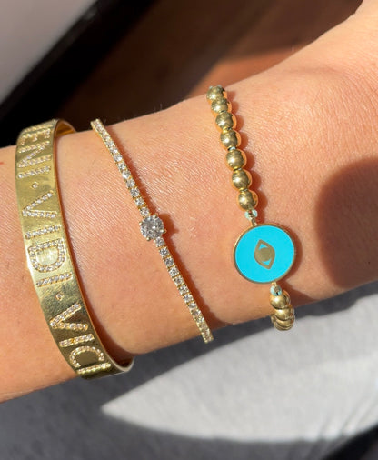 Petite Diamond Tennis Bracelet With Centre Solitaire